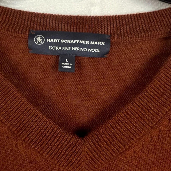 Hart‎ Schaffner Marx Men V- Neck Long Sleeve Sweater Size L - Picture 3 of 6